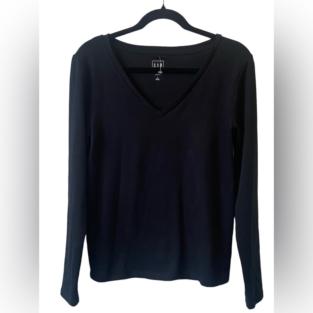 🆕 Gap Women’s Modern Fit Long-sleeve T-Shirt Black Size L NWOT